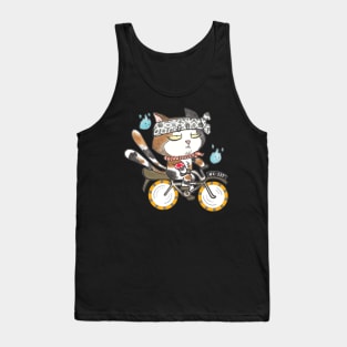 Bored Neko on a bicycle on an Old school bicycle. Tank Top